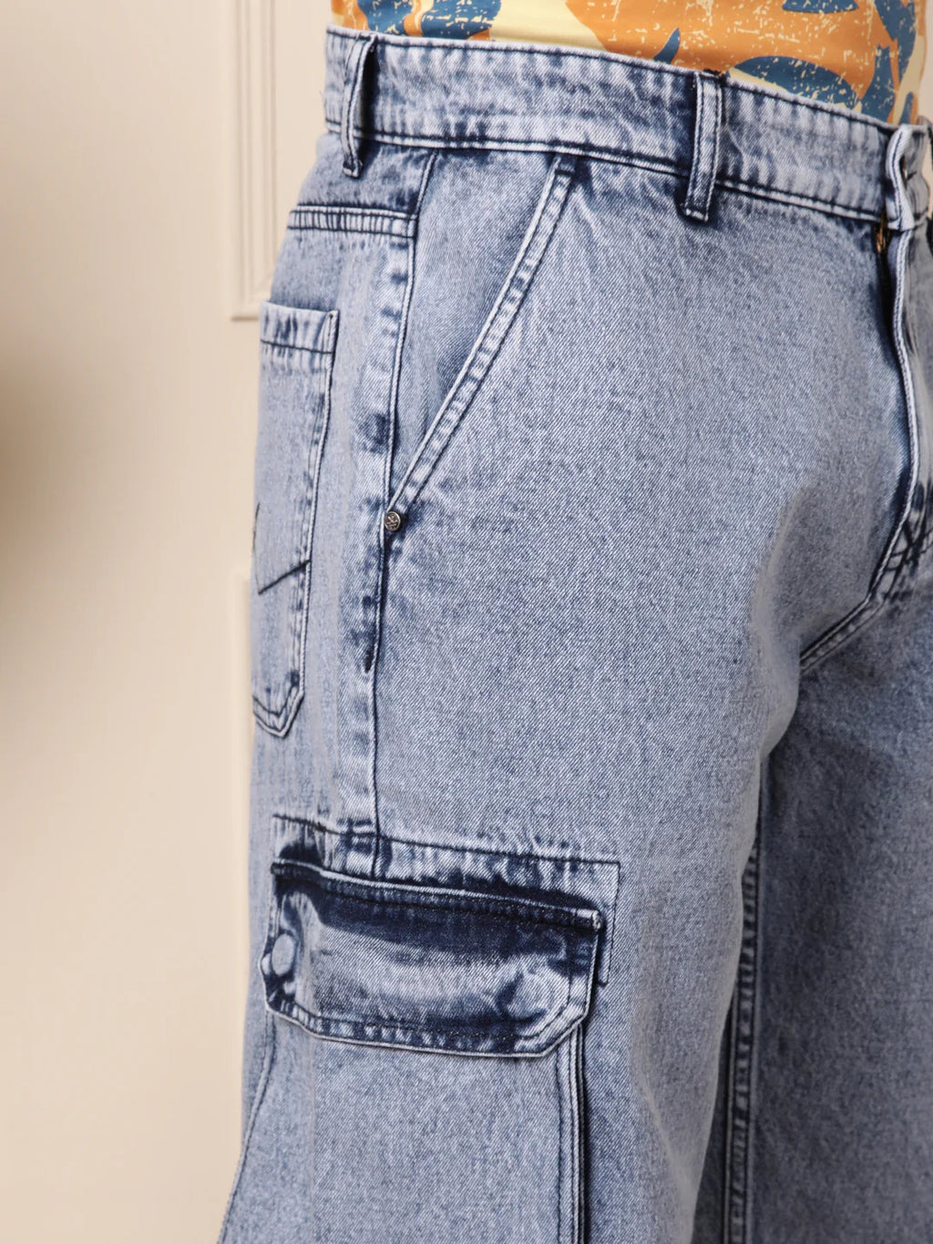 Loose Fit Superstone Denim Cargo | Light Blue