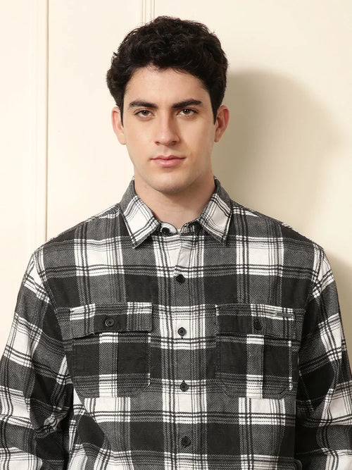 Black & White Checked Cotton Shirt
