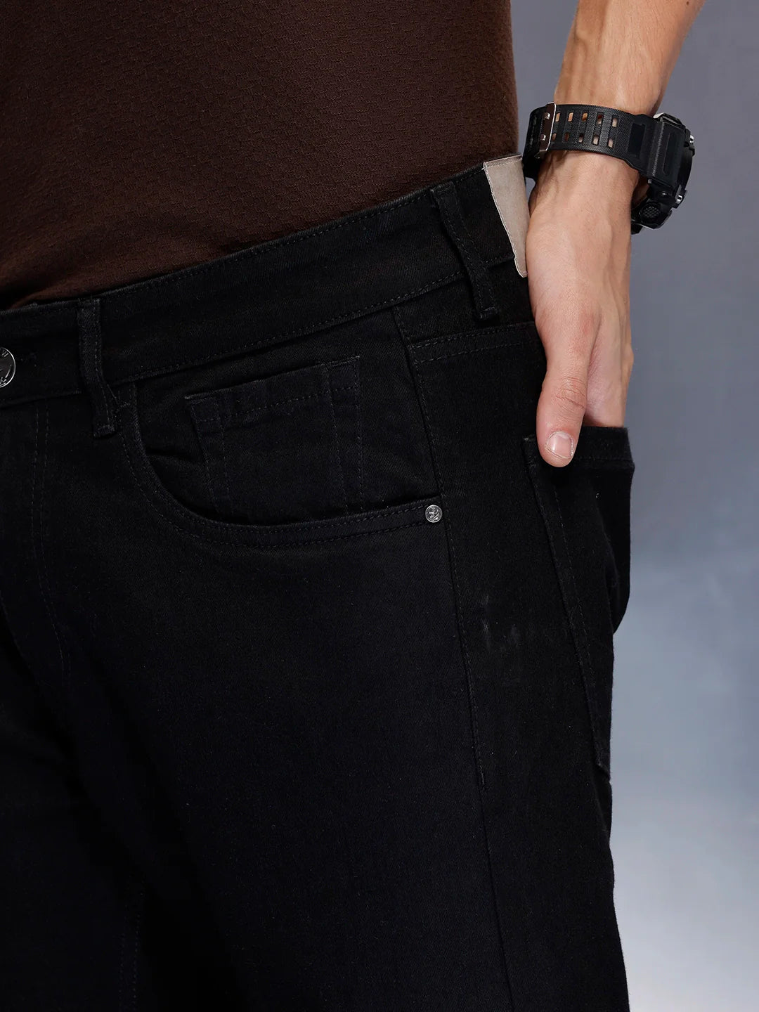 Men’s solid skinny-fit black jeans | Black