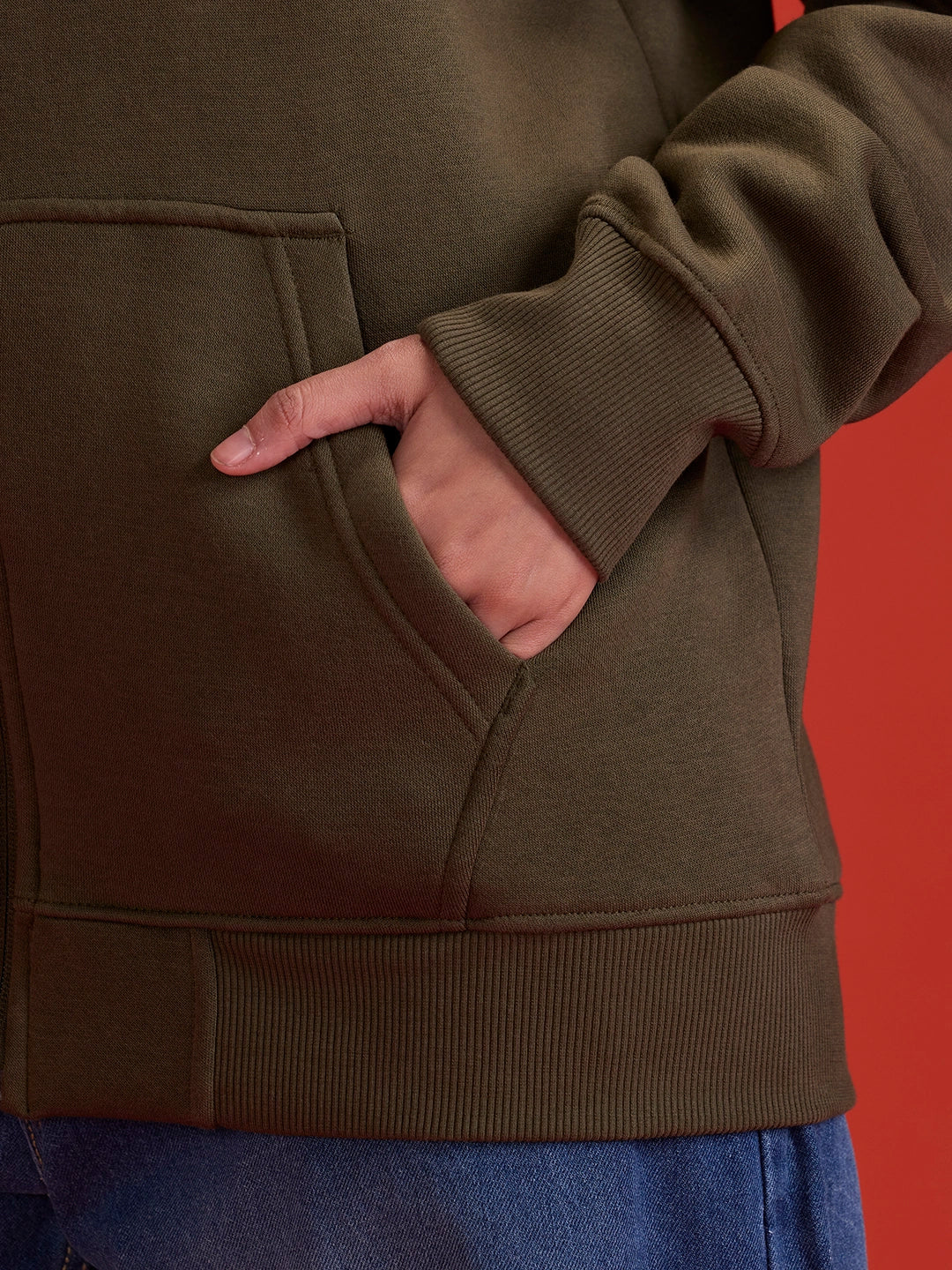 All-Day Casual Comfort Fit Hooded Sweatshirt | Olive