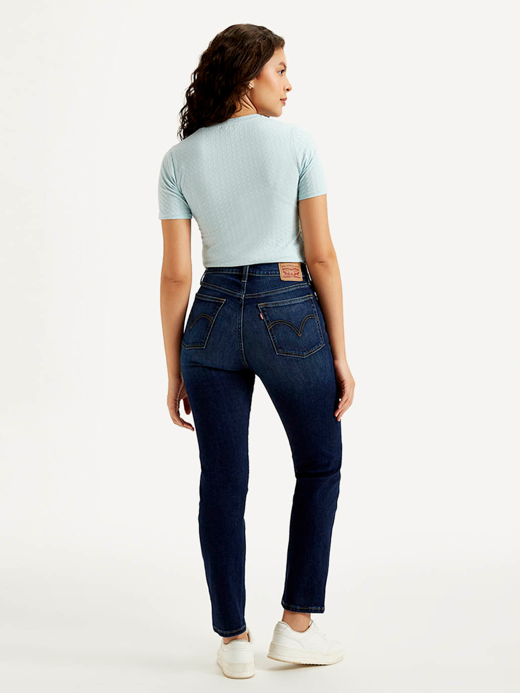 Women's Navy Blue Wedgie Straight Fit Mid Rise Jeans