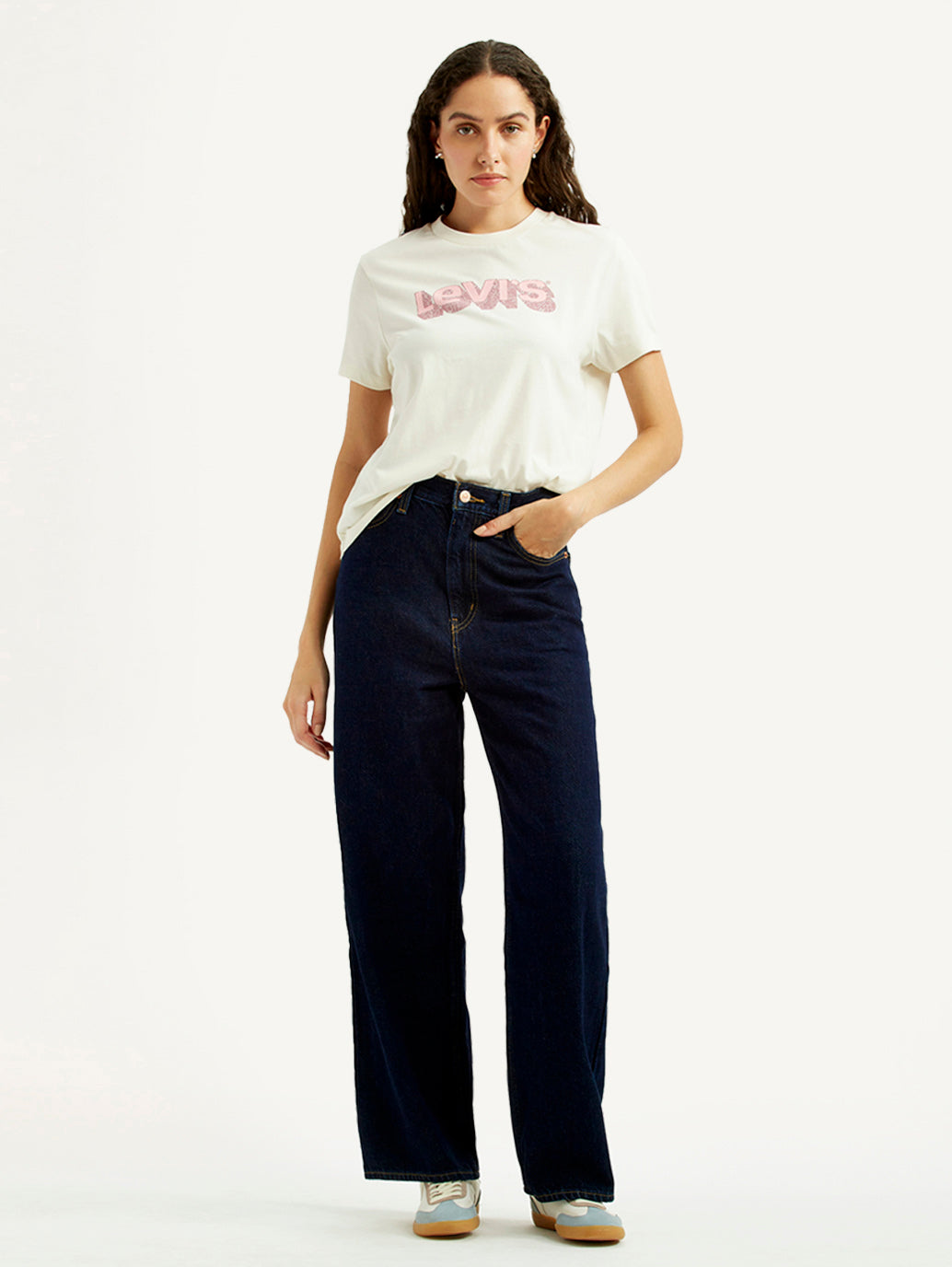 Women's Navy Loose Fit High Rise Jeans