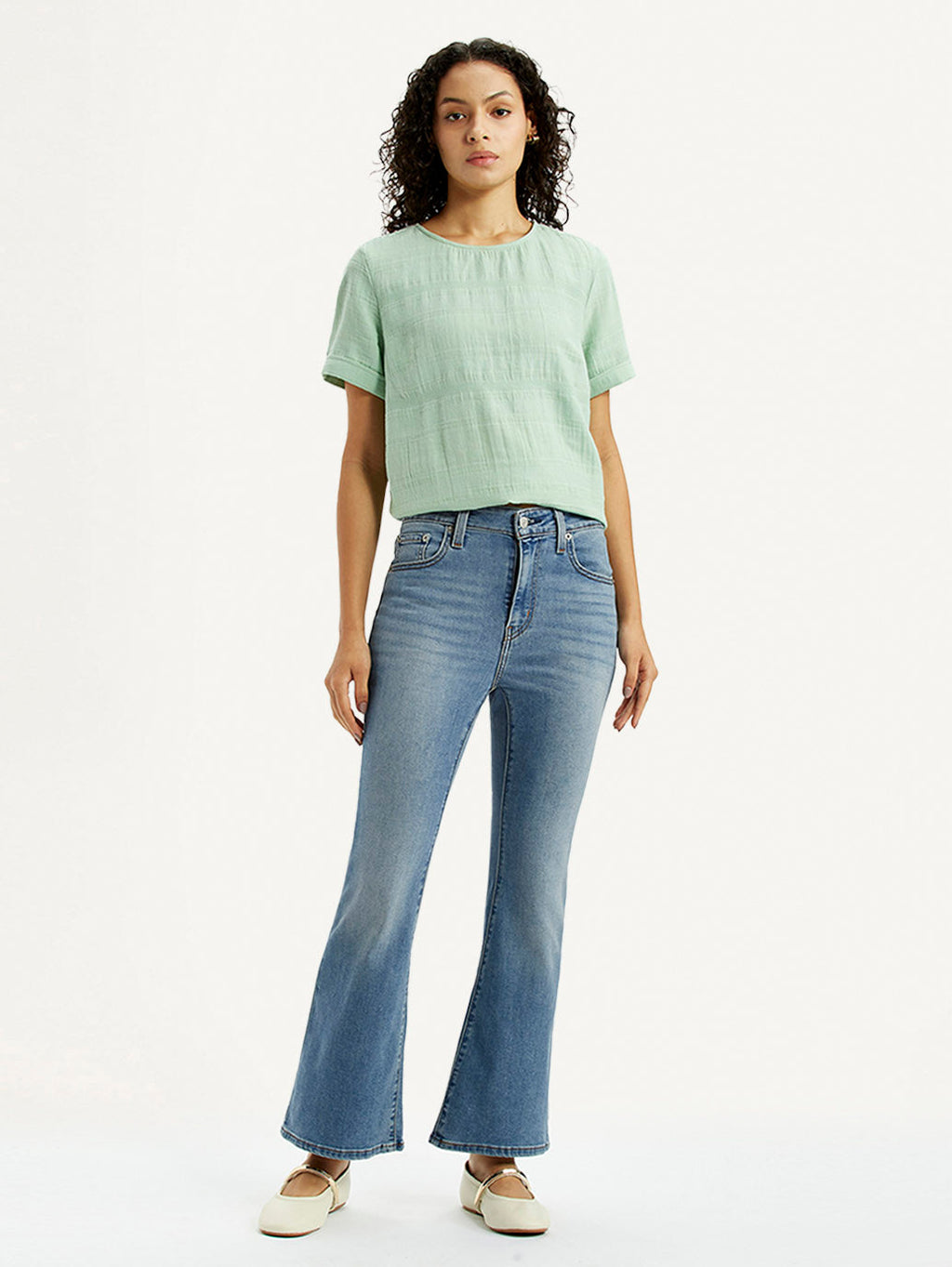 Women's 726 Blue Slim Flare Fit High Rise Jeans