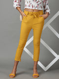 Women's Mustard Relaxed Slim Fit High-Rise Trousers