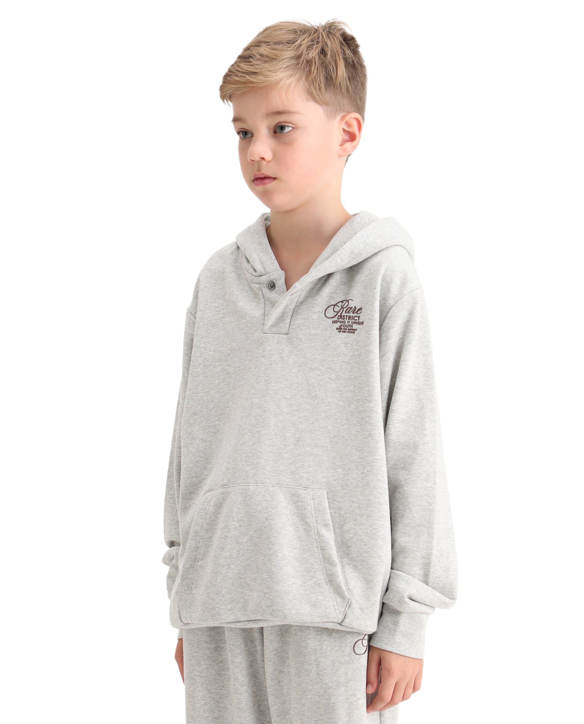 Rare Ones Kids Arno Melange Grey Cotton Blend Hd Print Oversized Sweatshirt
