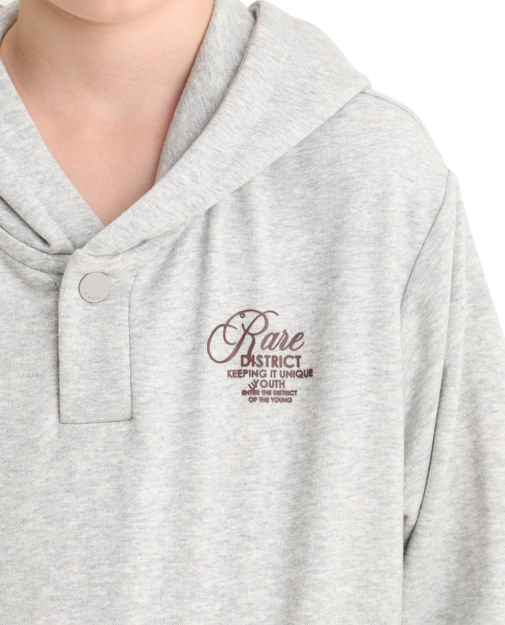 Rare Ones Kids Arno Melange Grey Cotton Blend Hd Print Oversized Sweatshirt