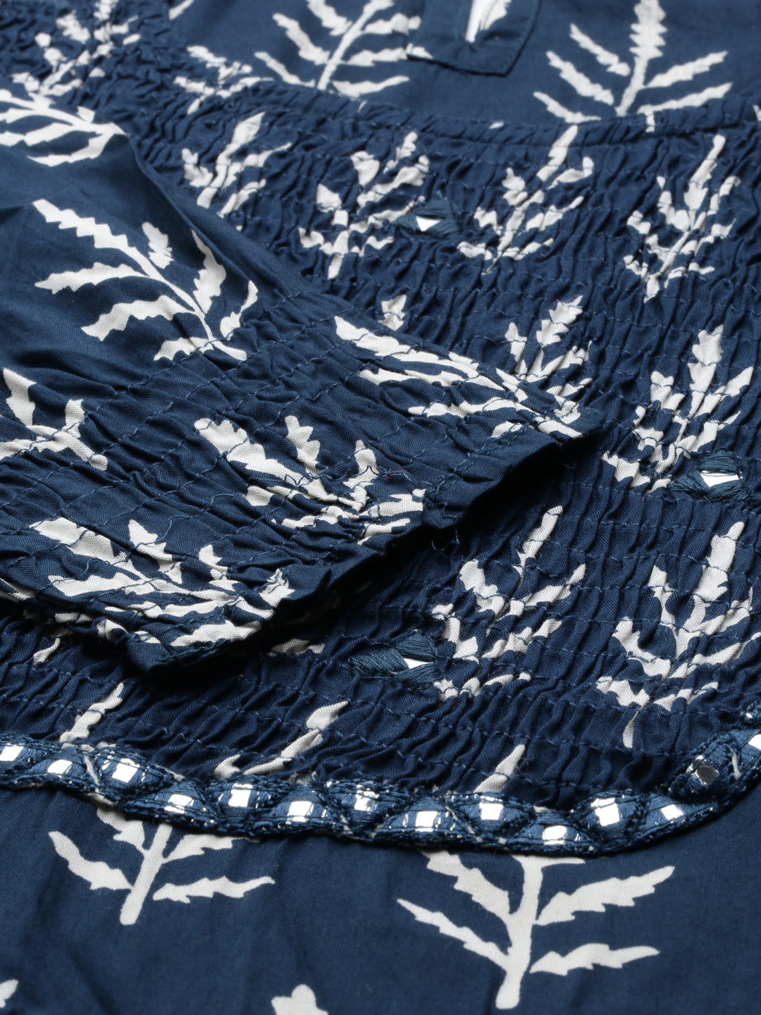 Women's Teal Tribal Printed Straight Kurta