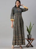 Women's Green Ethnic Motifs Printed Anarkali Kurta