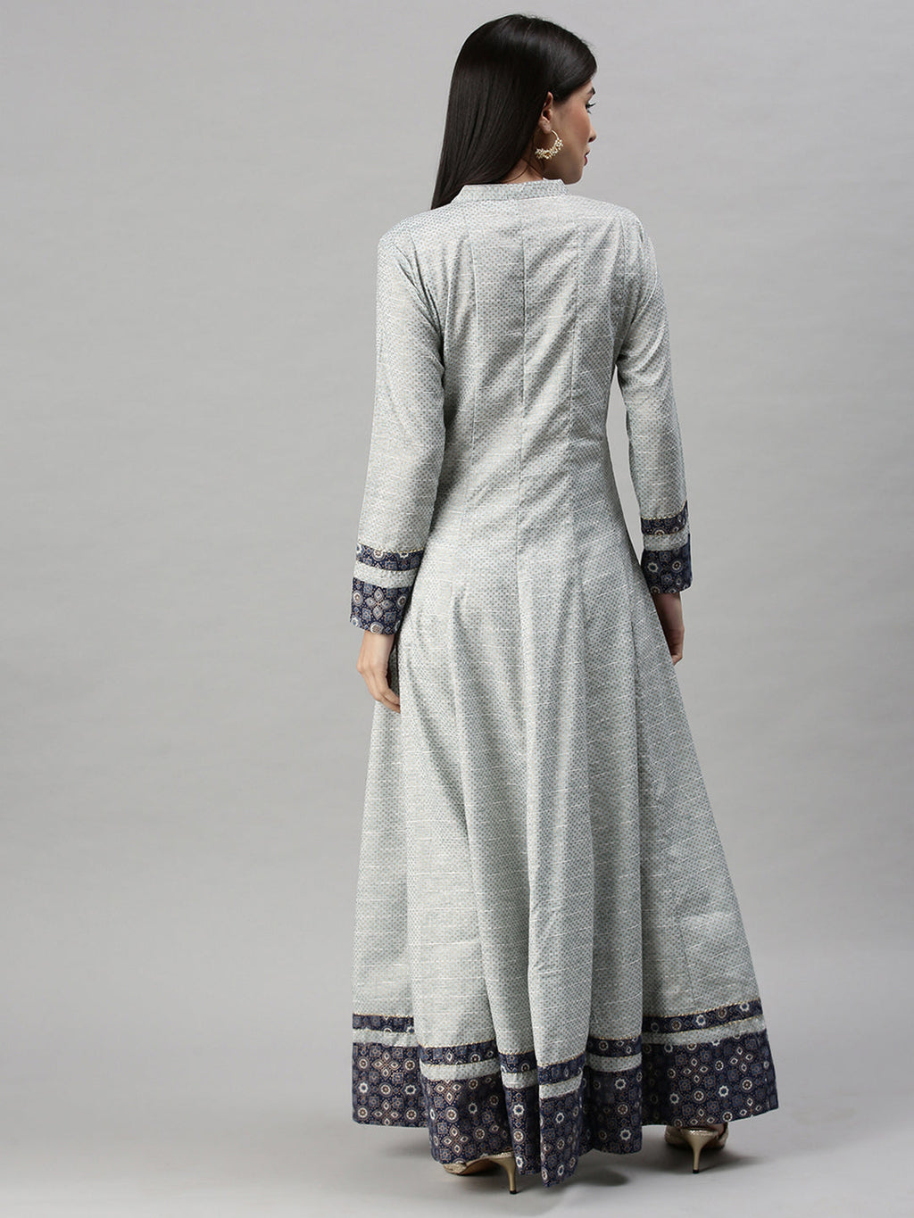 Women's Blue Printed Anarkali Kurta