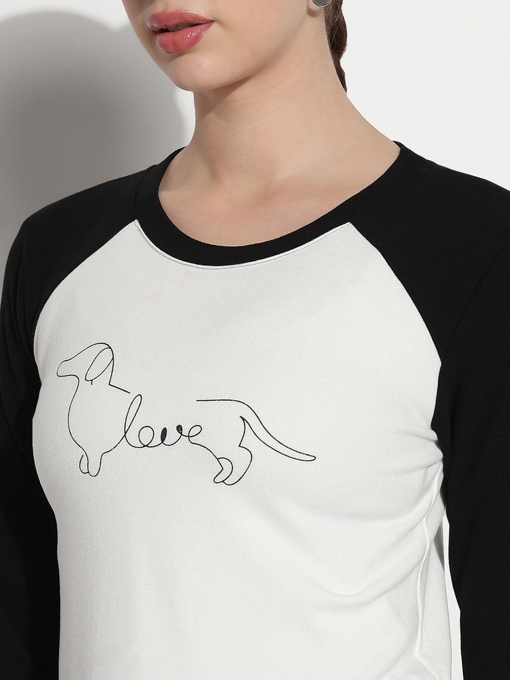 Women's Graphic White Round Neck Top