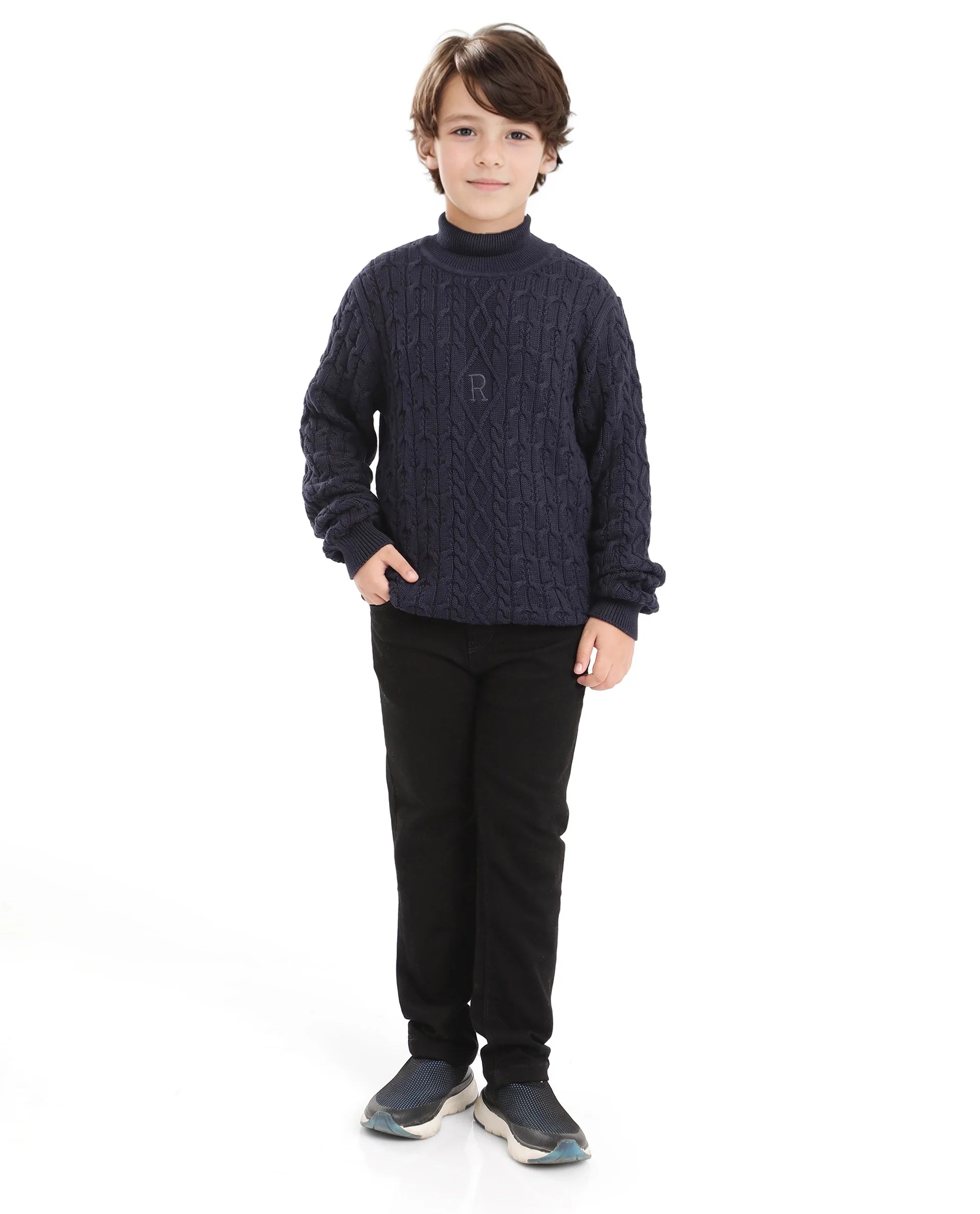 Rare Ones Kids Congo Navy Full Sleeve Jacquard Sweater