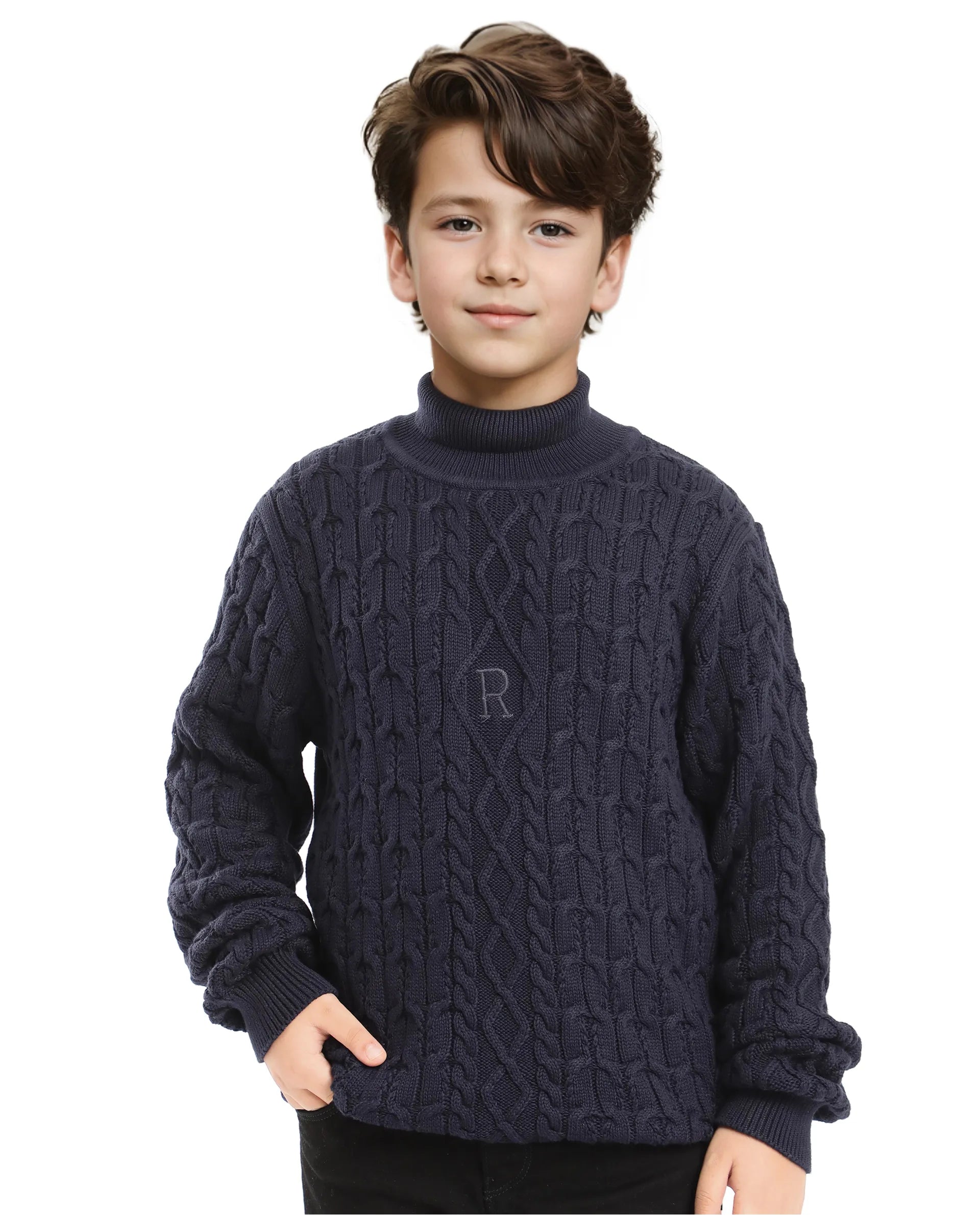 Rare Ones Kids Congo Navy Full Sleeve Jacquard Sweater