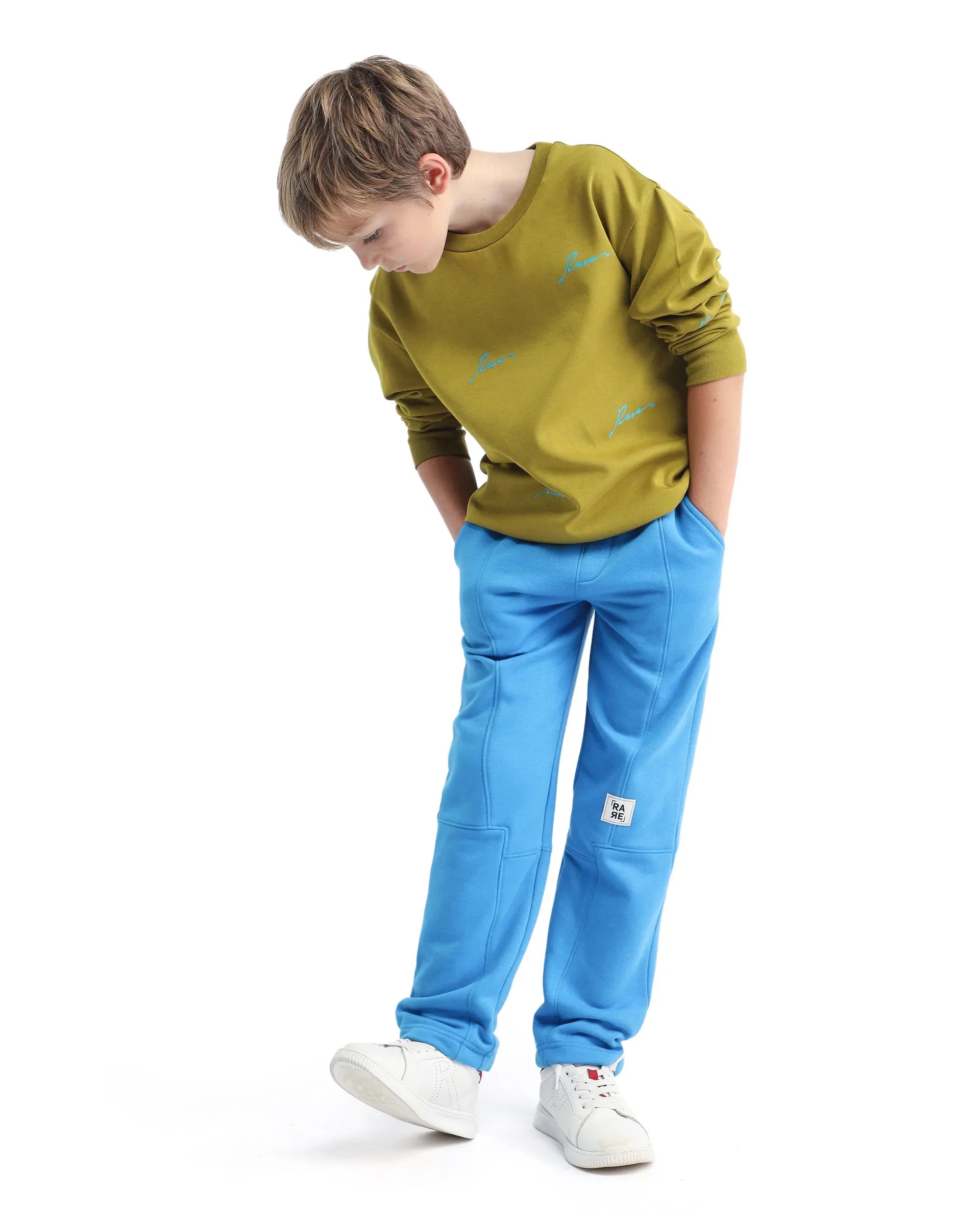 Rare Ones Kids Criz Olive Cotton Blend All Over Print Oversized Sweatshirt