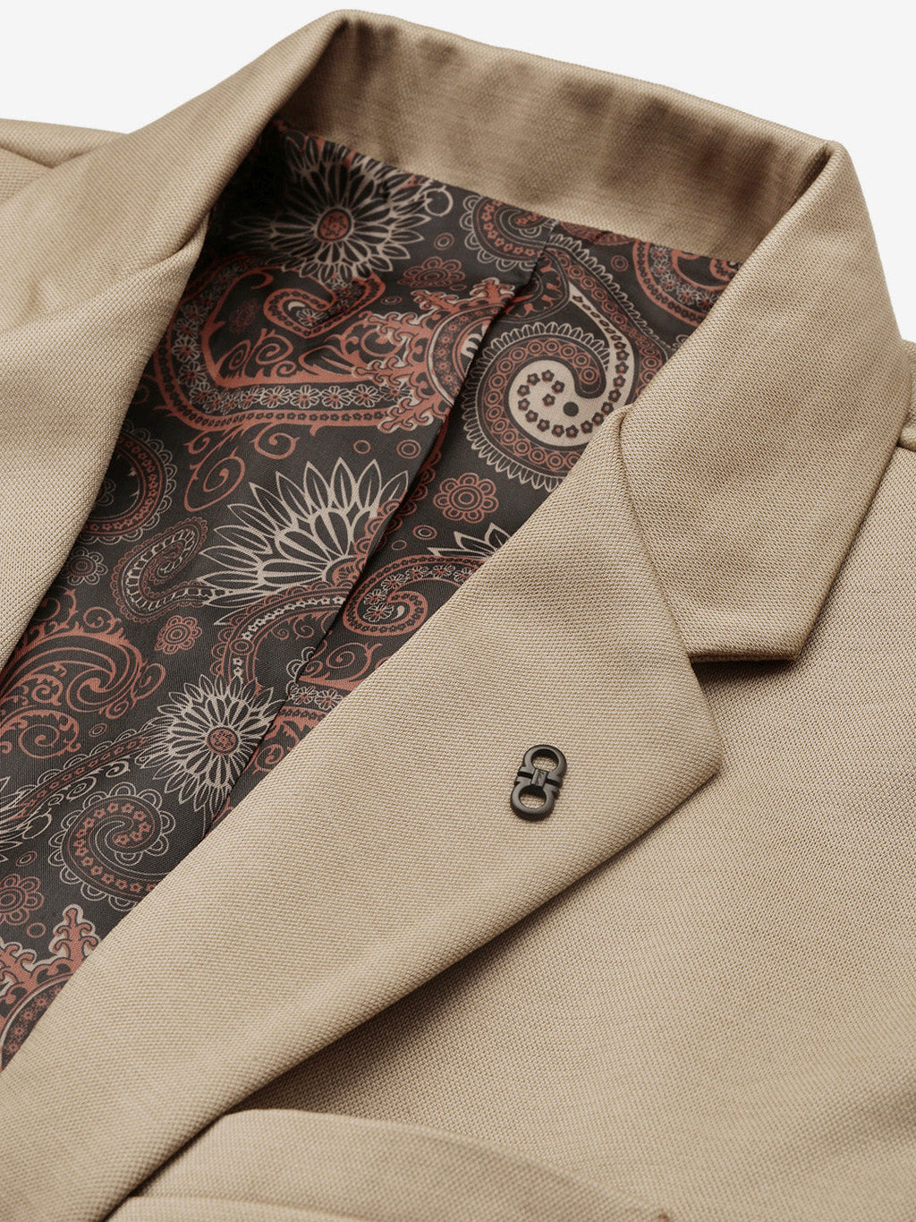 Men's Beige Notched Lapel Collar Slim-Fit Single Breasted Blazer