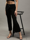 Women's Black Relaxed Straight Fit Parallel Trousers