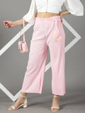 Women's Pink Relaxed Straight Fit Parallel Trouser