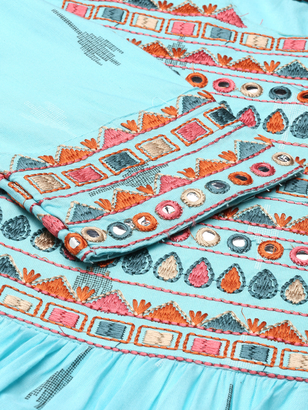 Women's Blue Ethnic Motifs Printed A-Line Kurta