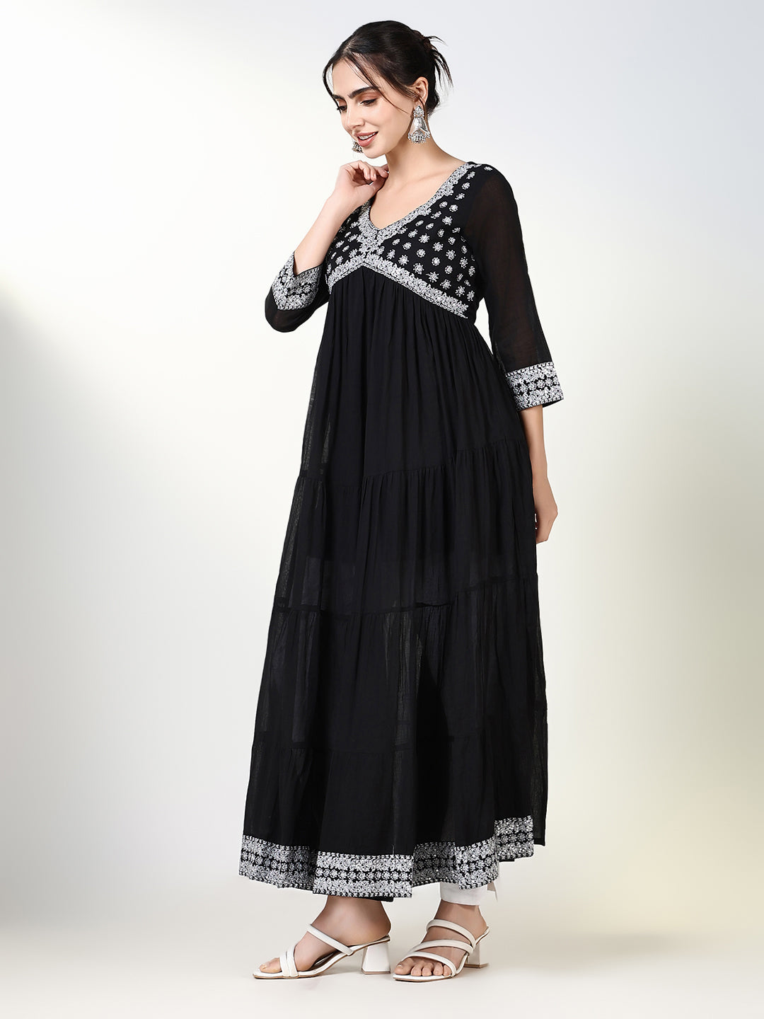 Women's Black Solid Anarkali Kurta