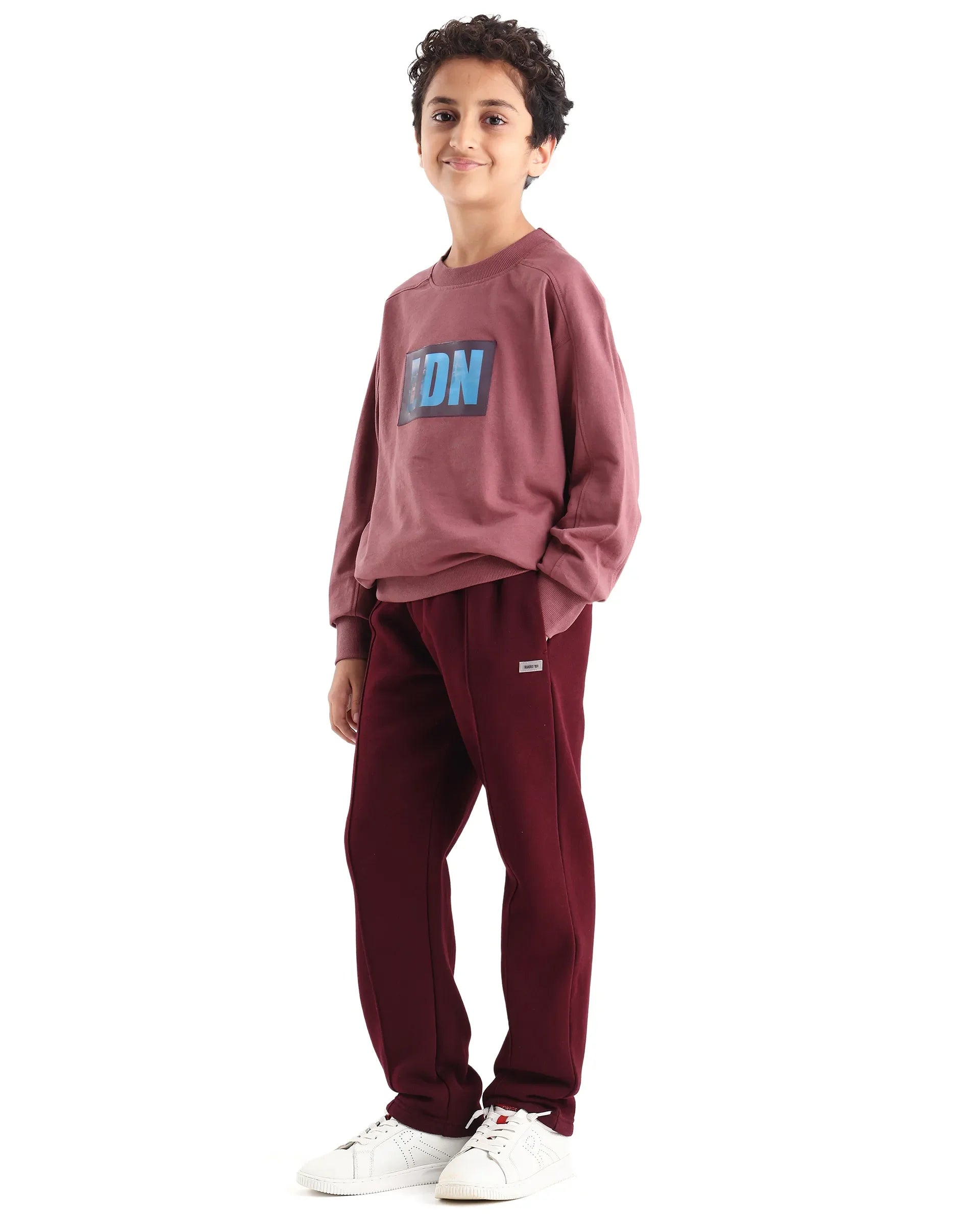 Rare Ones Kids Kaye-B Maroon Cotton Blend Drawstring Closure Regular Fit Trackpant