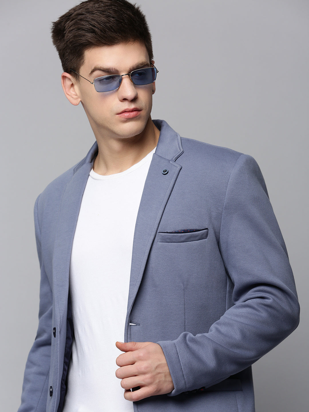 Men's Grey Single-Breasted Blazer