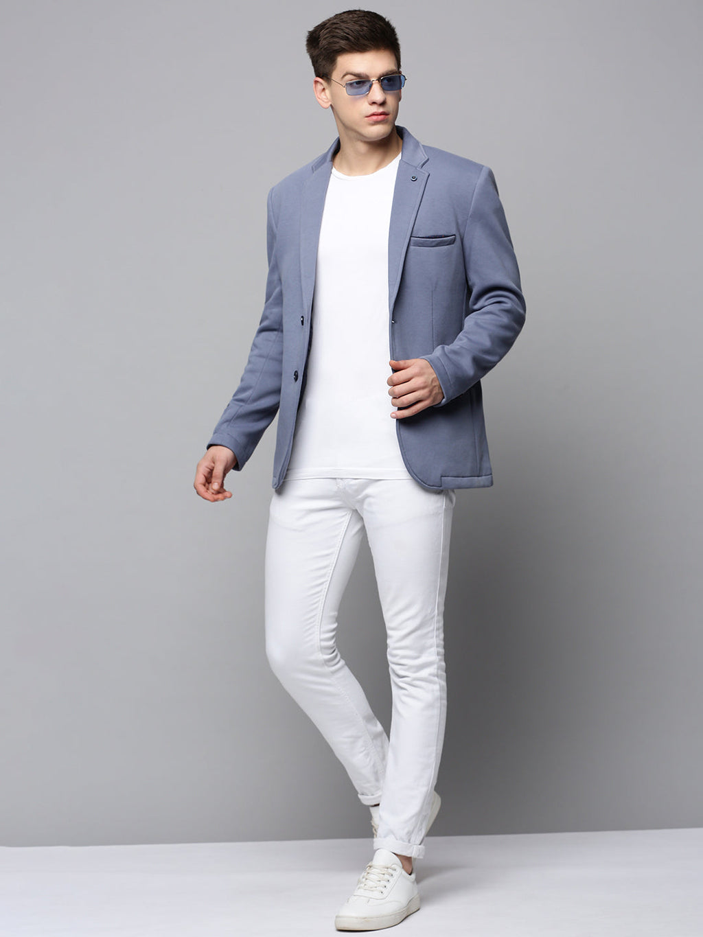 Men's Grey Single-Breasted Blazer