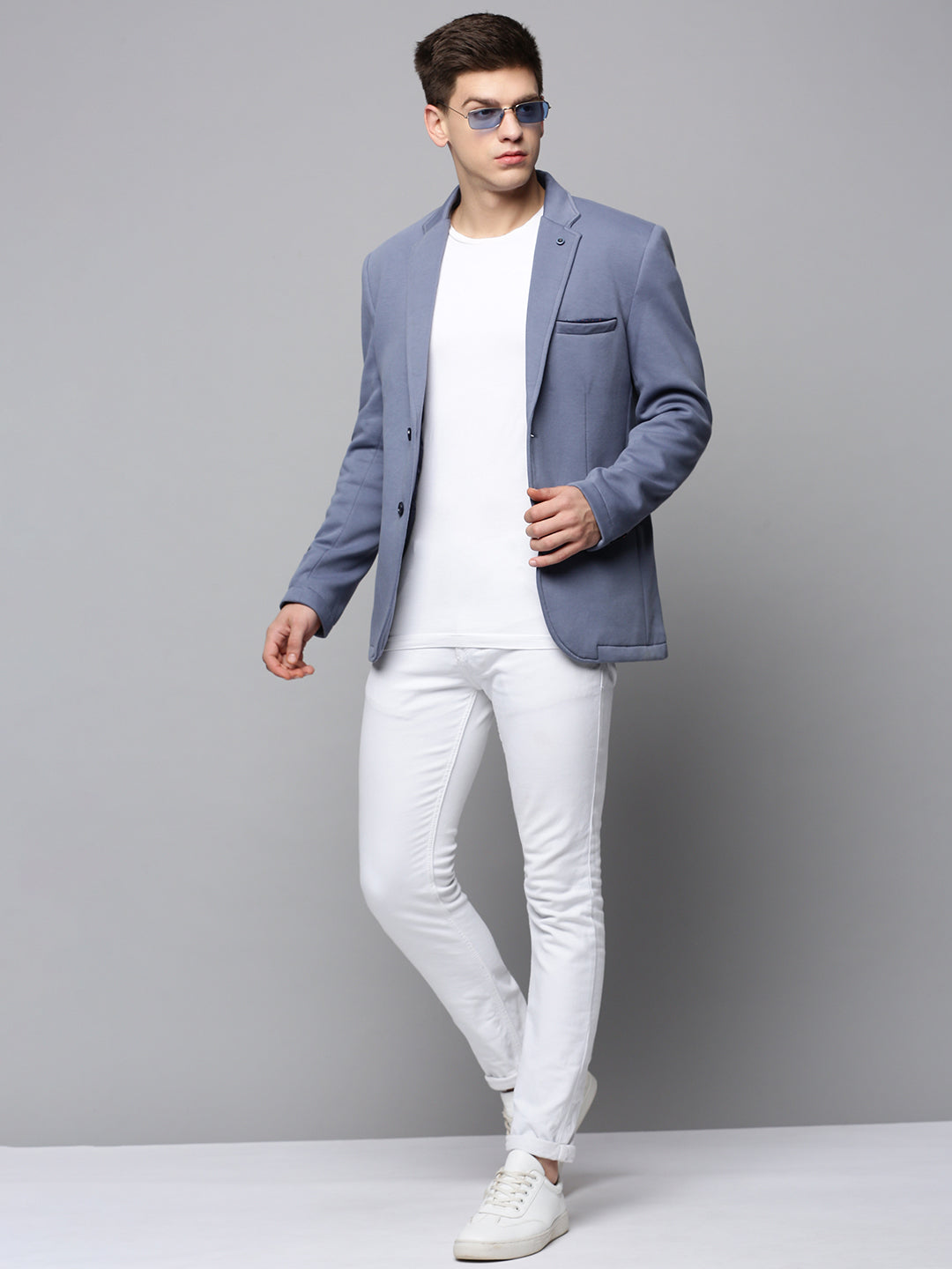 Men's Grey Single-Breasted Blazer