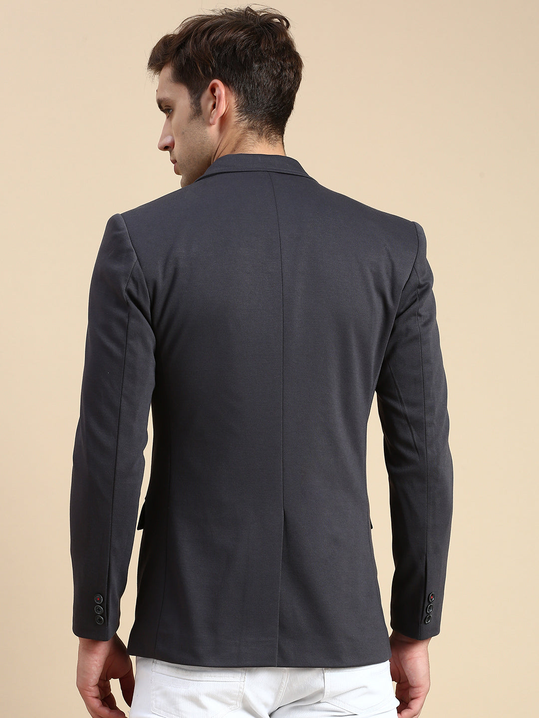 Men's Grey Slim-Fit Single Breasted Blazer