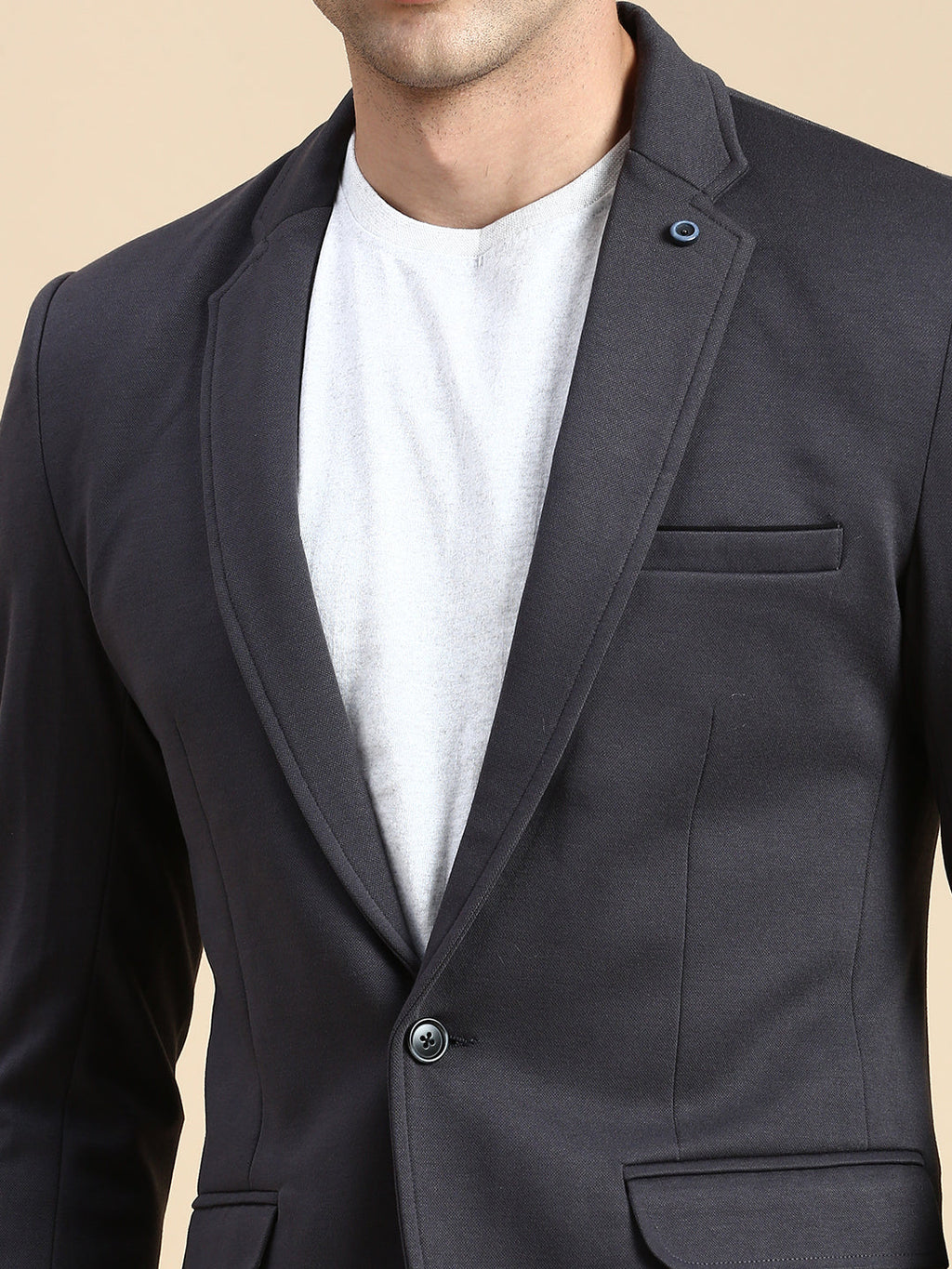 Men's Grey Slim-Fit Single Breasted Blazer