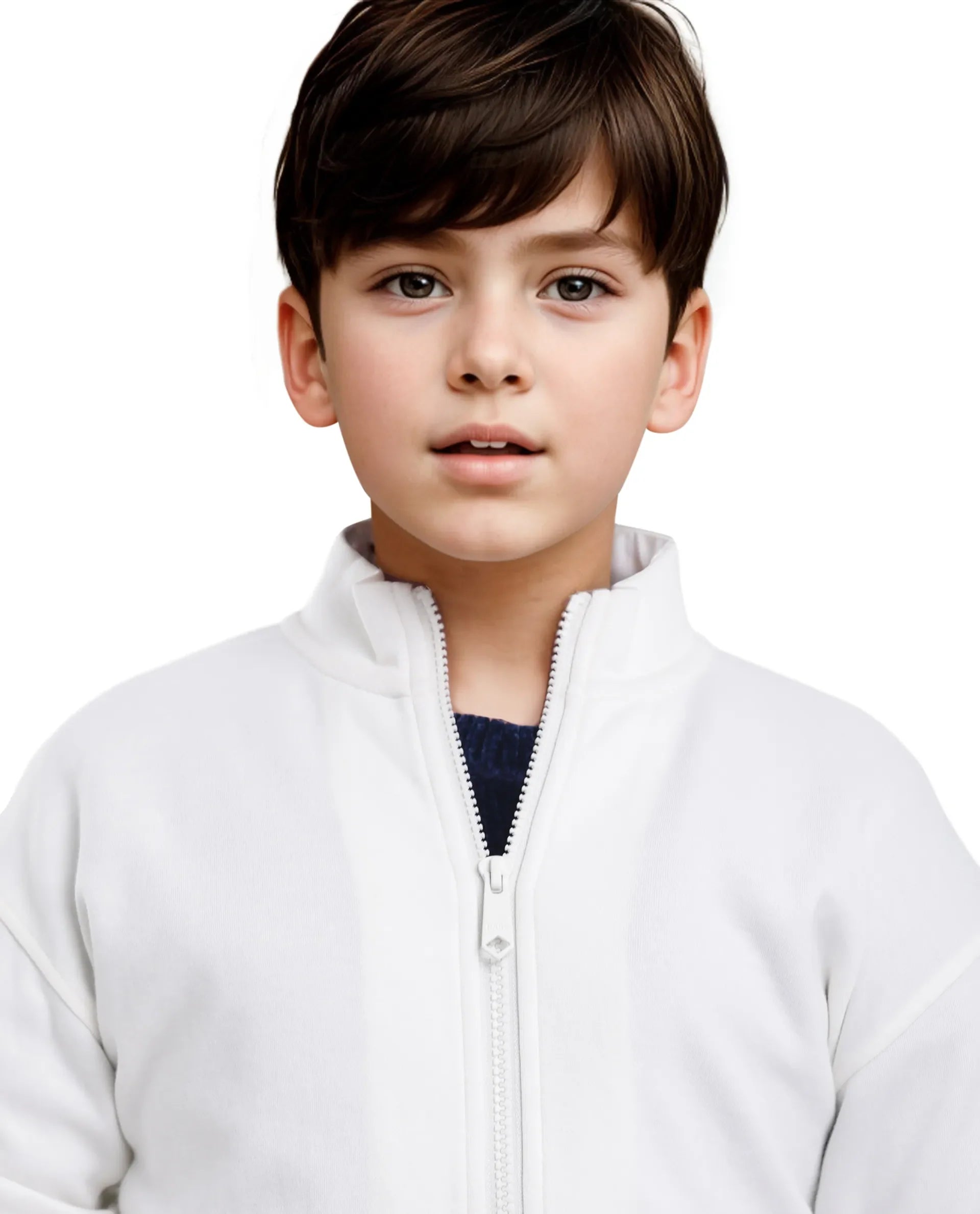 Rare Ones Kids Manttn White Cotton Poly Full Sleeve Applique Jacket