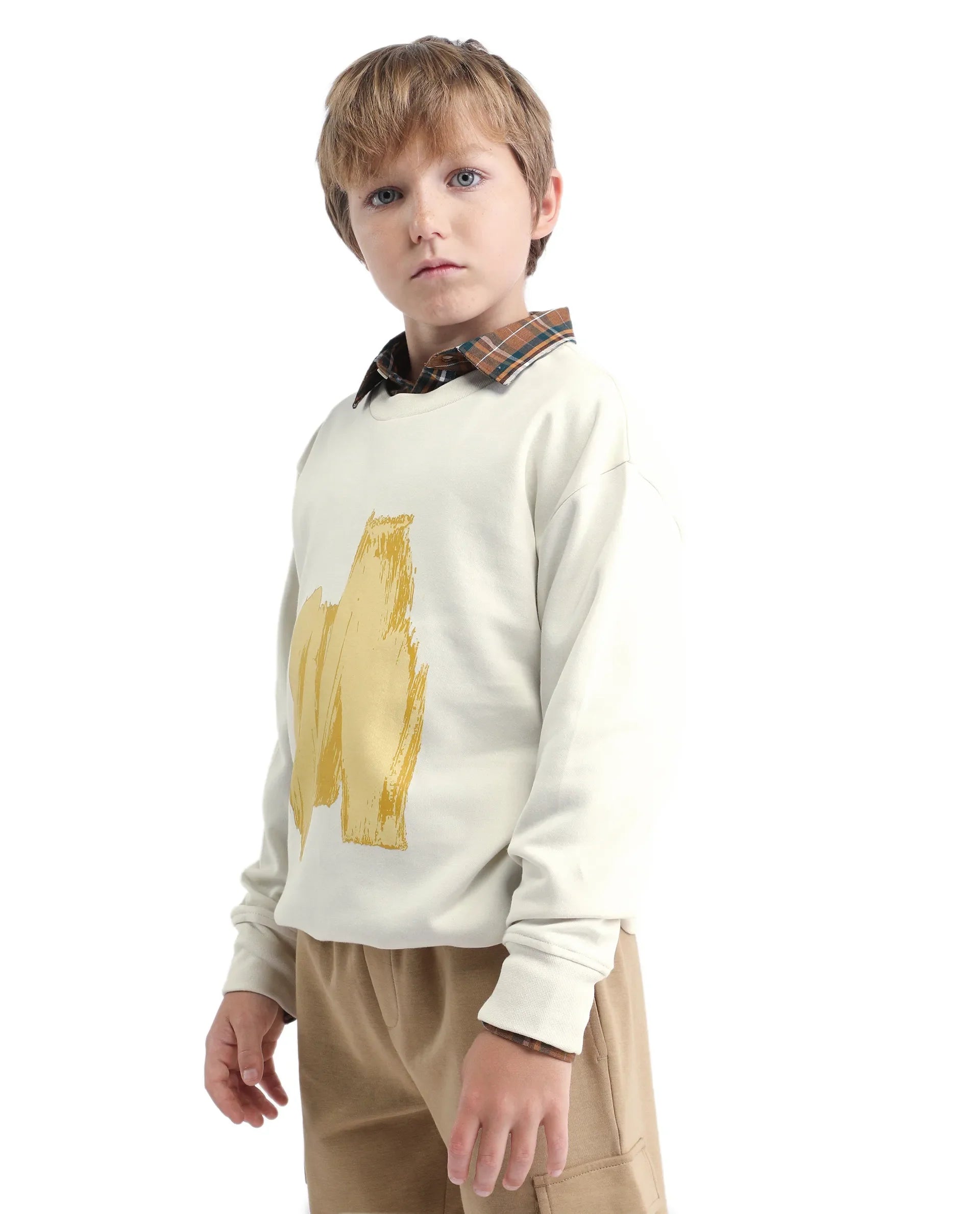 Rare Ones Kids Bunk Off White Cotton Blend Regular Fit Sweatshirt