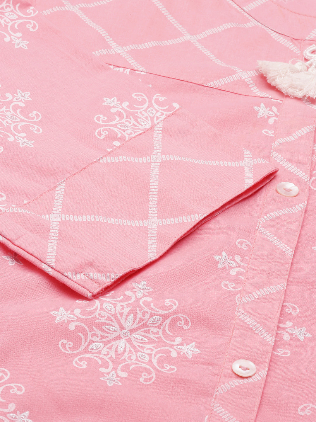 Women's Pink Solid A-Line Kurta