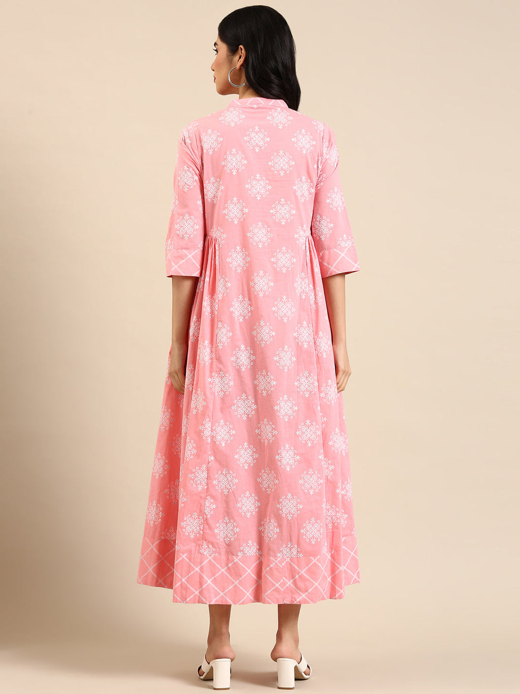 Women's Pink Solid A-Line Kurta