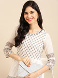 Women's Black Printed A-Line Kurta
