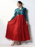 Women's Maroon Solid Anarkali Kurta with Overcoat