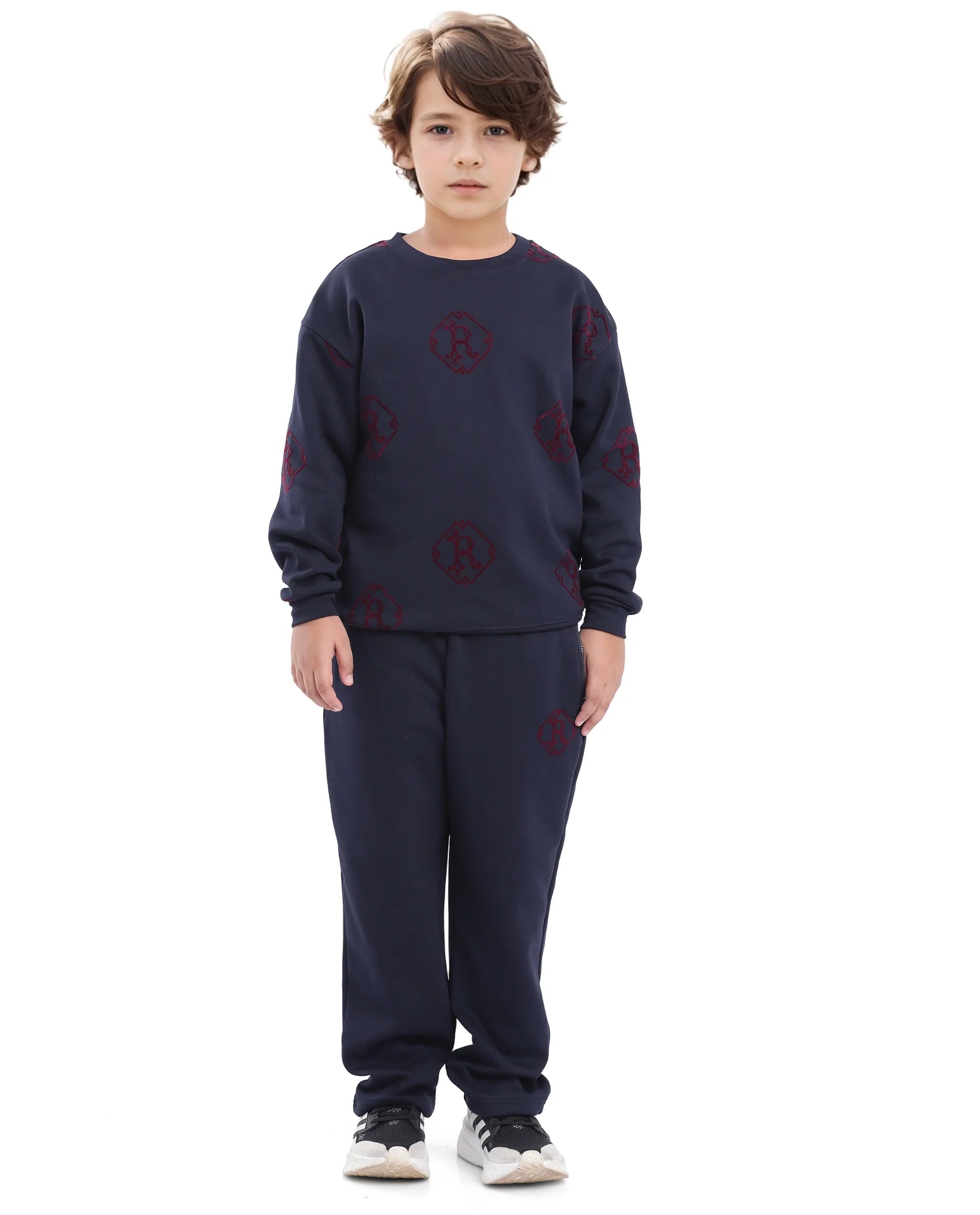 Rare Ones Kids Rinz Navy Cotton Poly Flock Print Trackpant