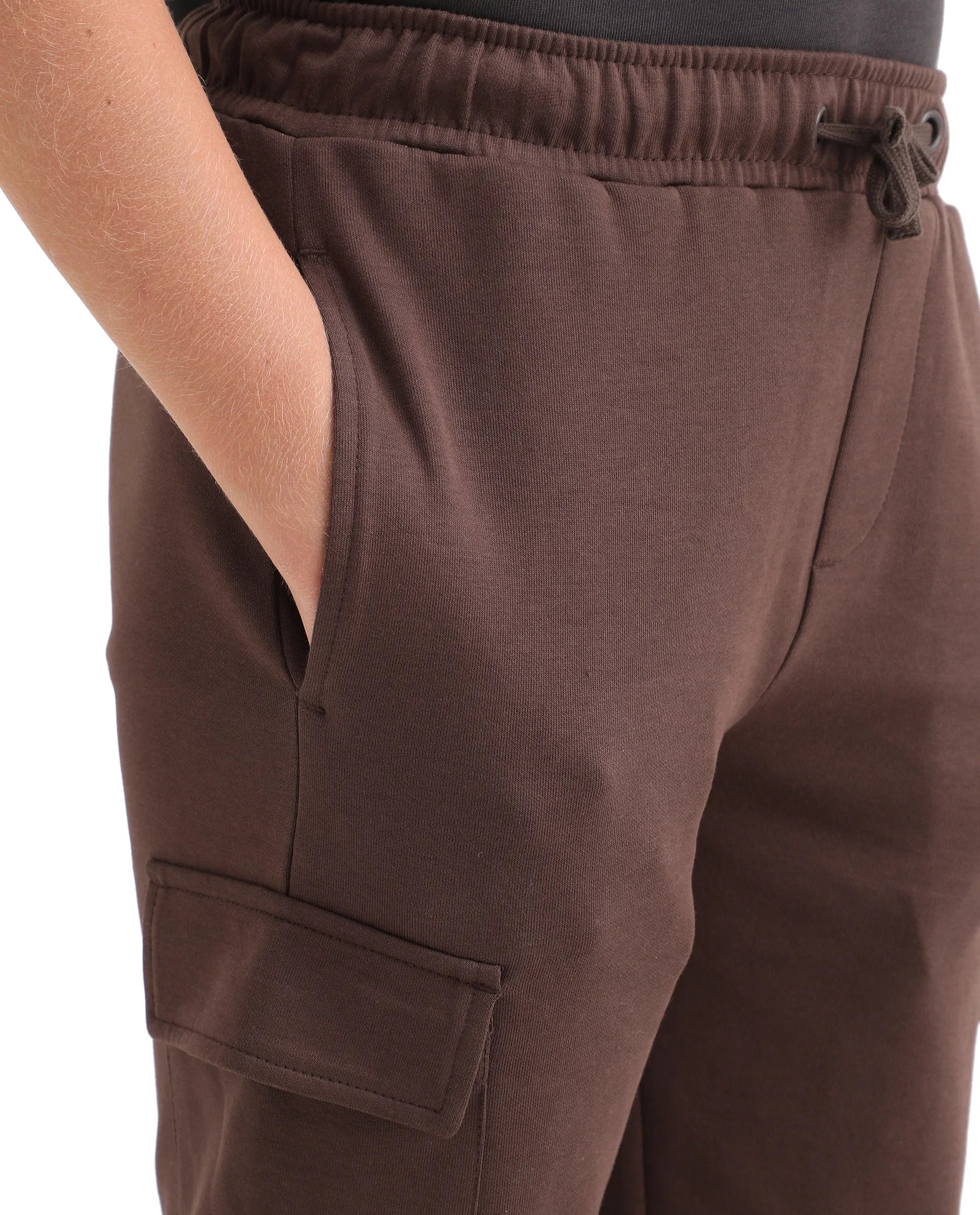 Rare Ones Kids Nitro-B Brown Cotton Blend Plain Regular Fit Trackpant