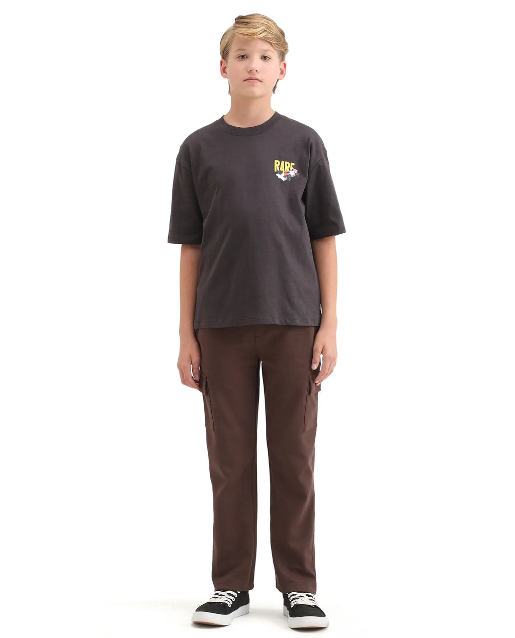 Rare Ones Kids Nitro-B Brown Cotton Blend Plain Regular Fit Trackpant