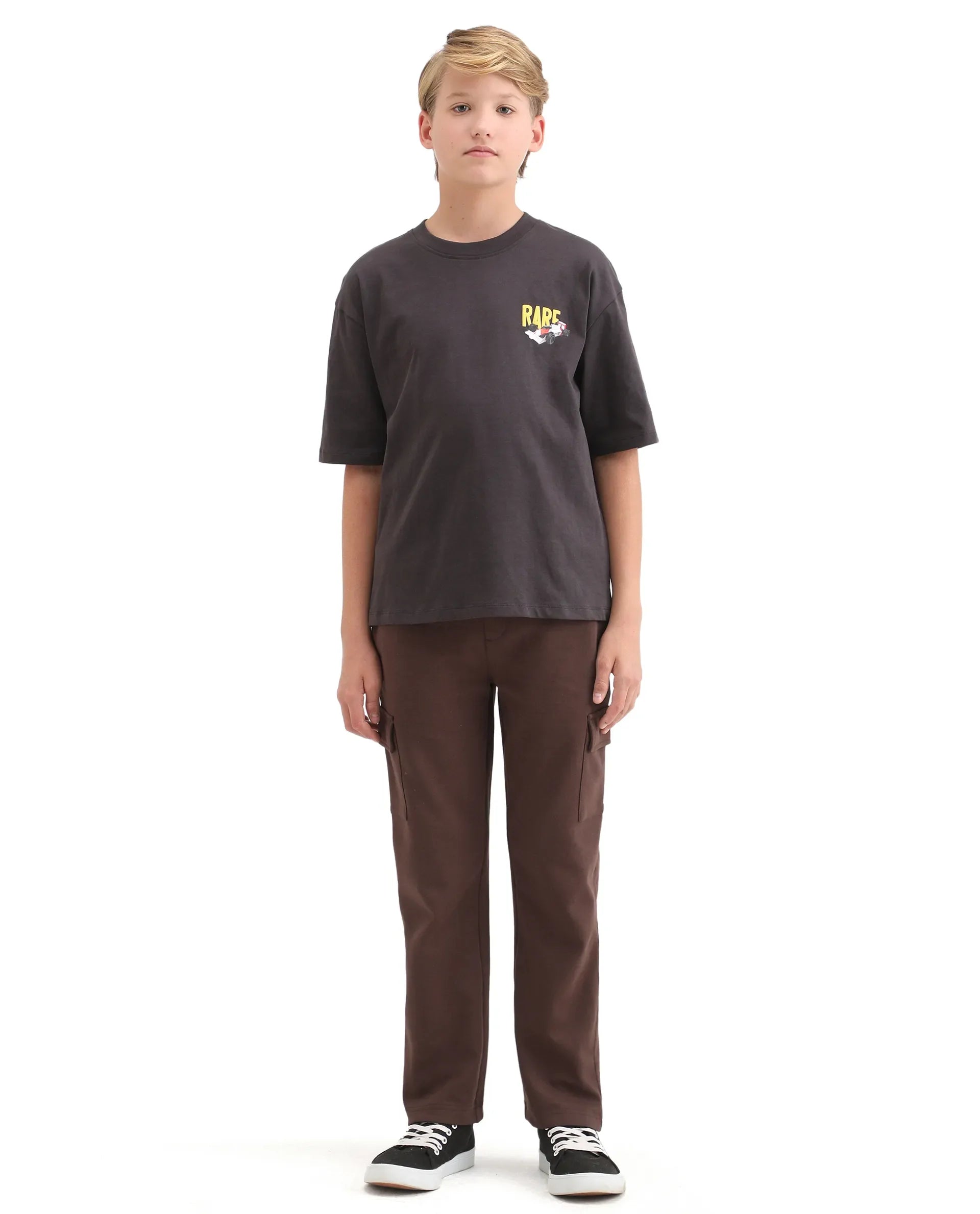 Rare Ones Kids Nitro-B Brown Cotton Blend Plain Regular Fit Trackpant