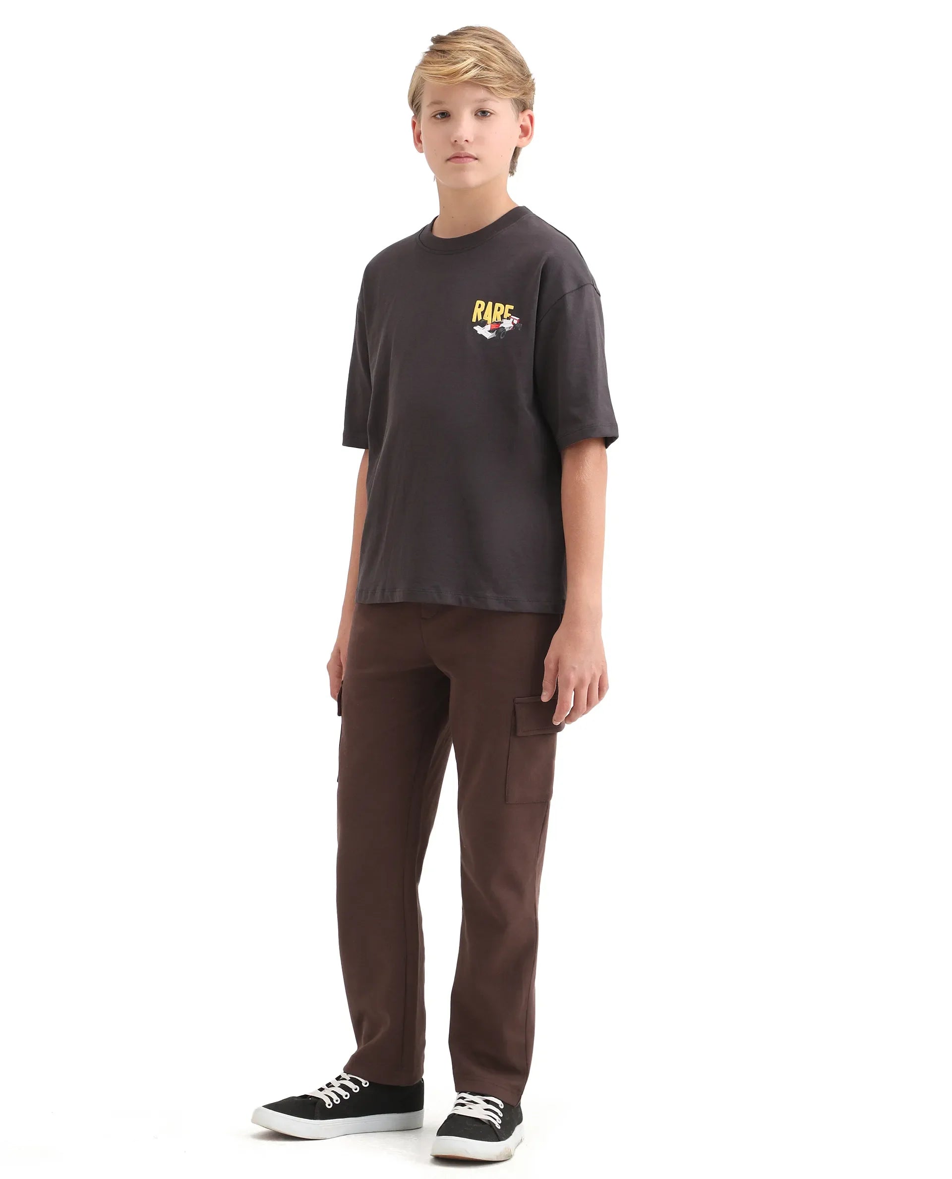 Rare Ones Kids Nitro-B Brown Cotton Blend Plain Regular Fit Trackpant