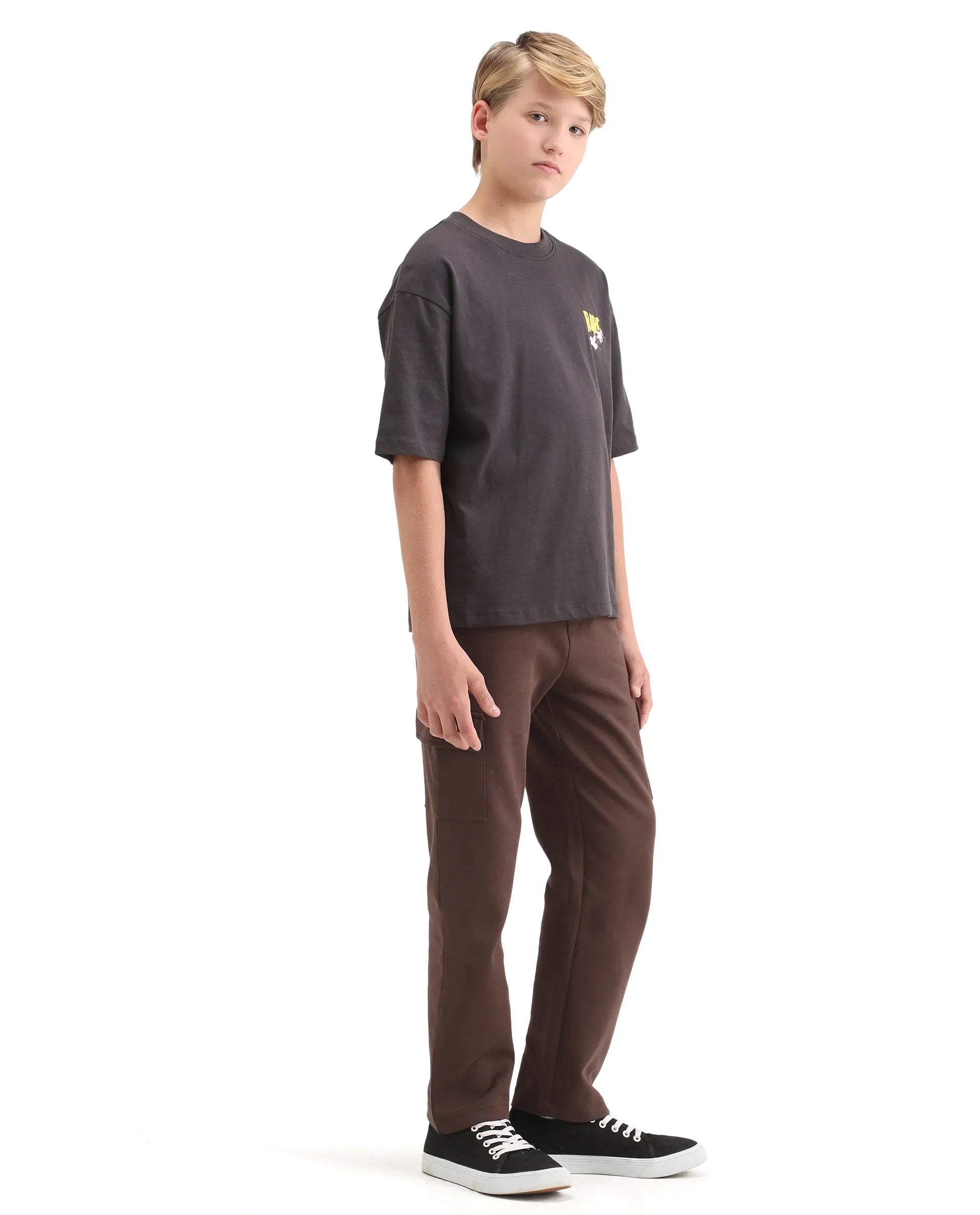 Rare Ones Kids Nitro-B Brown Cotton Blend Plain Regular Fit Trackpant
