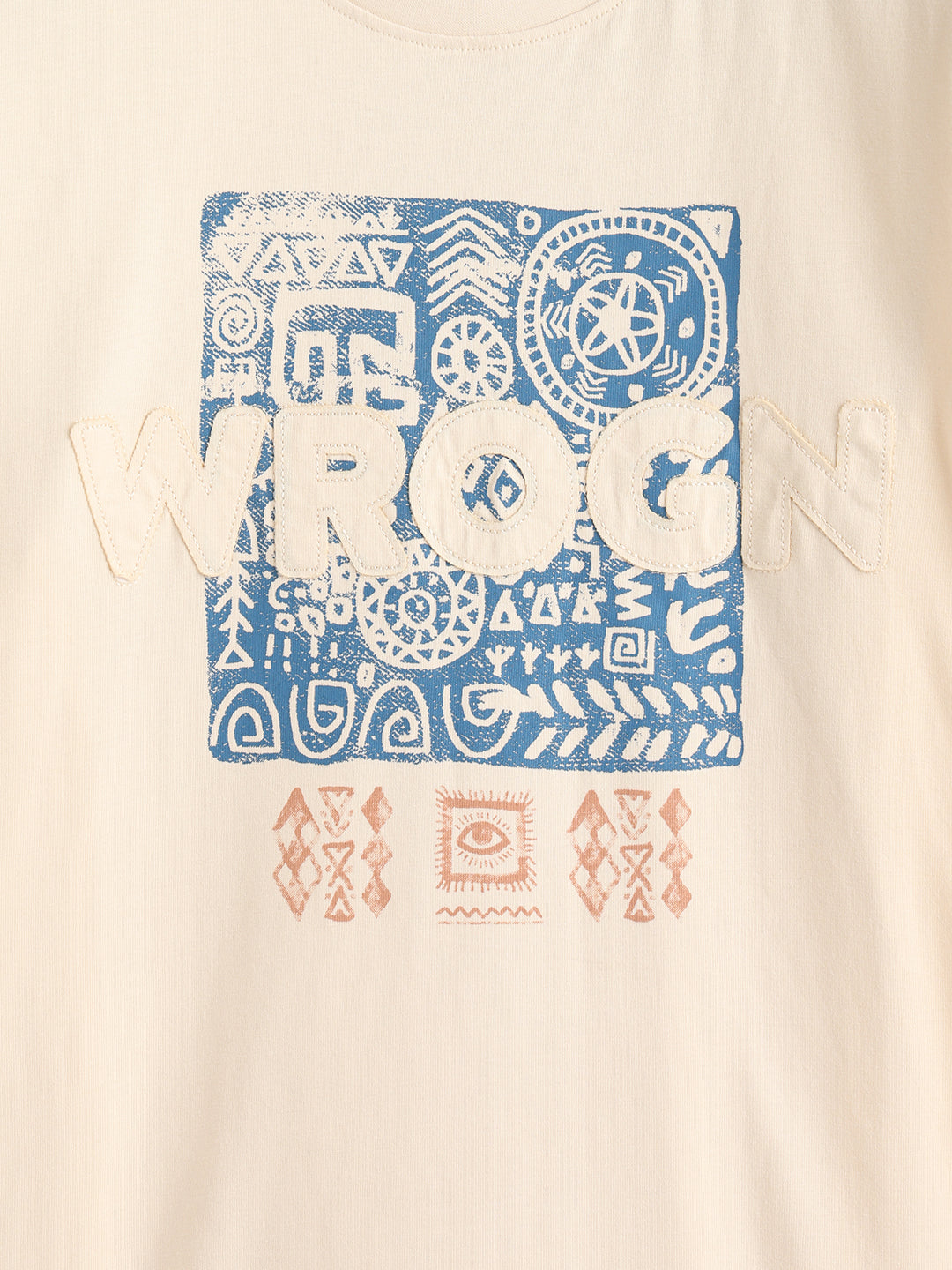 Ancient Markings Inspired Brand Carrier Slim Fit T-Shirt | Beige