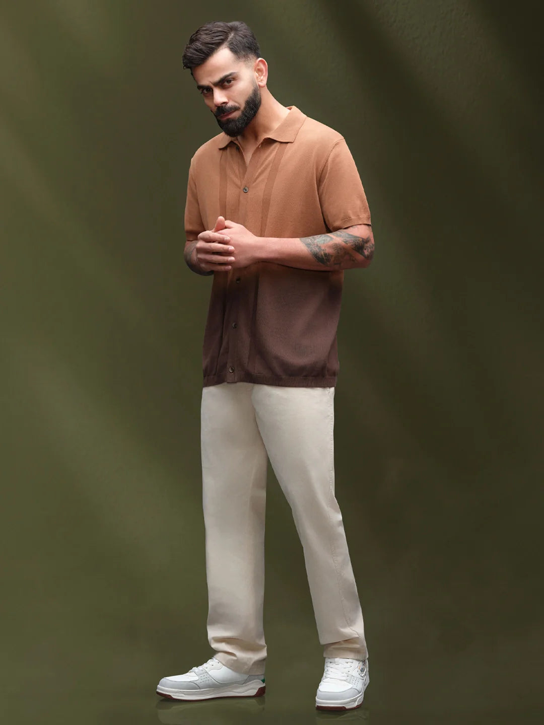 Peached Cotton Straight Fit Trouser | Beige