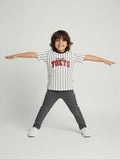 HOP Kids White Striped Cotton T-Shirt