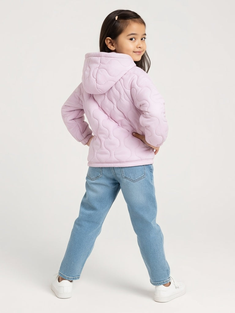 HOP Kids Dusty Pink Quilted Hooded Jacket
