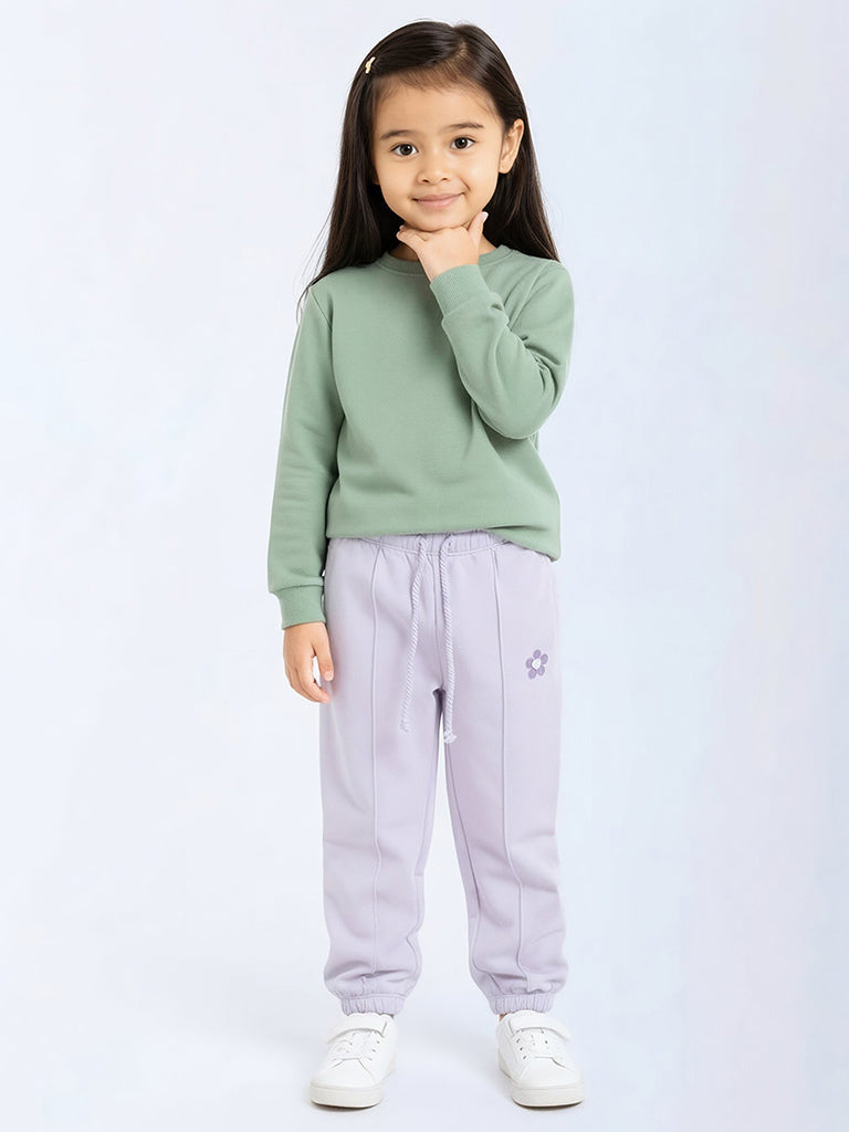 HOP Kids Lilac High-Rise Cotton-Blend Joggers