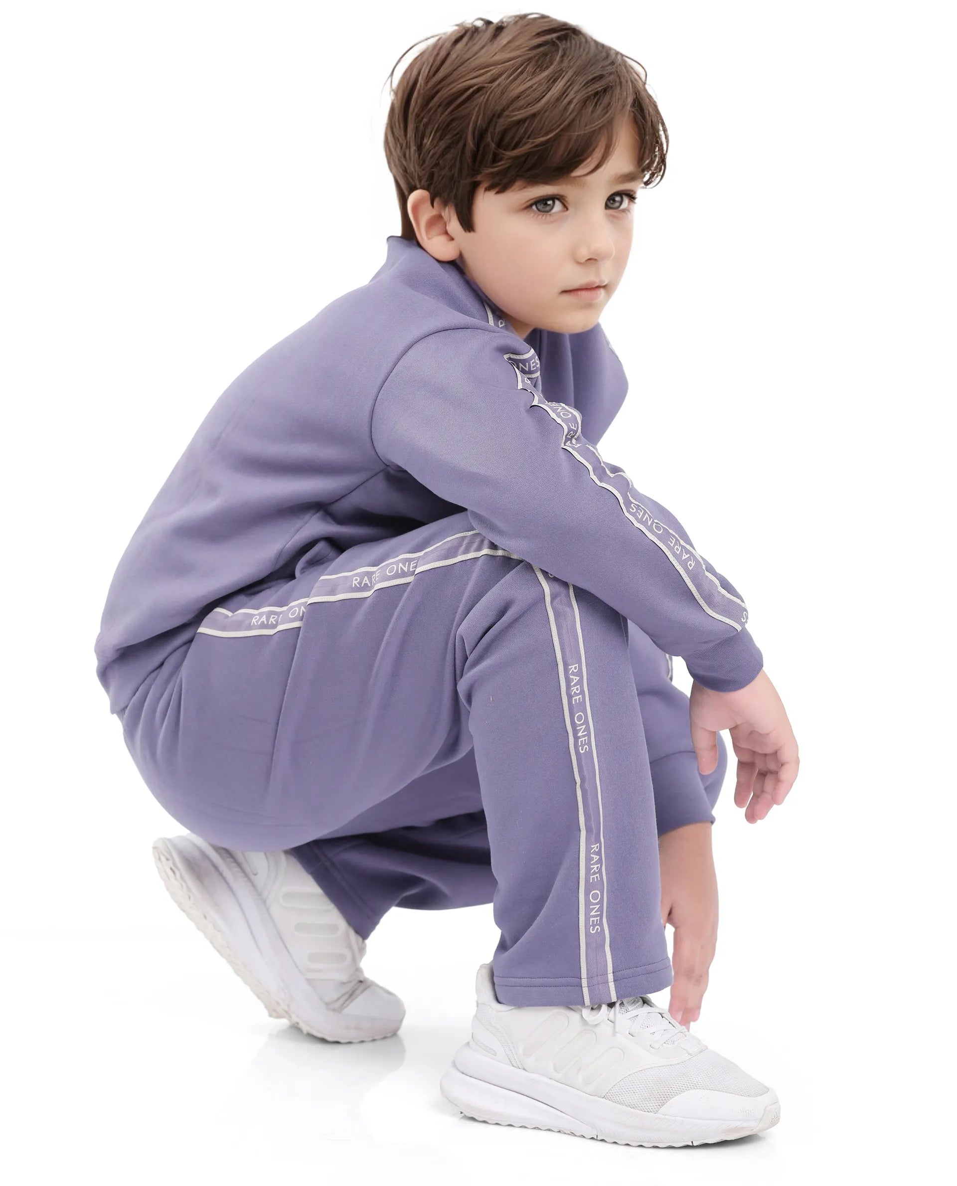 Rare Ones Kids Zeto Light Purple Cotton Poly Applique Drawstring Closure Trackpant