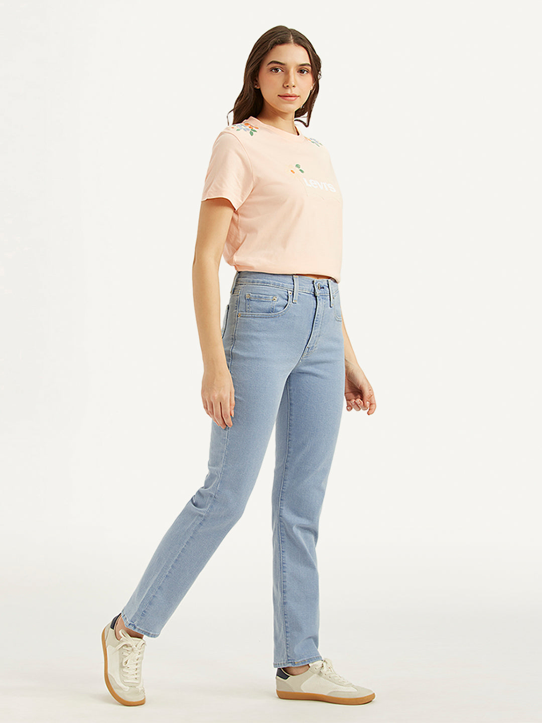 Women's 724 Light Blue Straight Fit High Rise Jeans